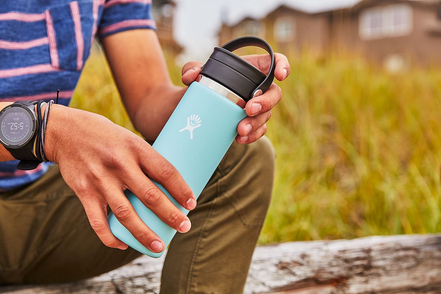 Travel Mug - Insulated, Stainless Steel, & Reusable with Wide Flex Sip Lid, Fog